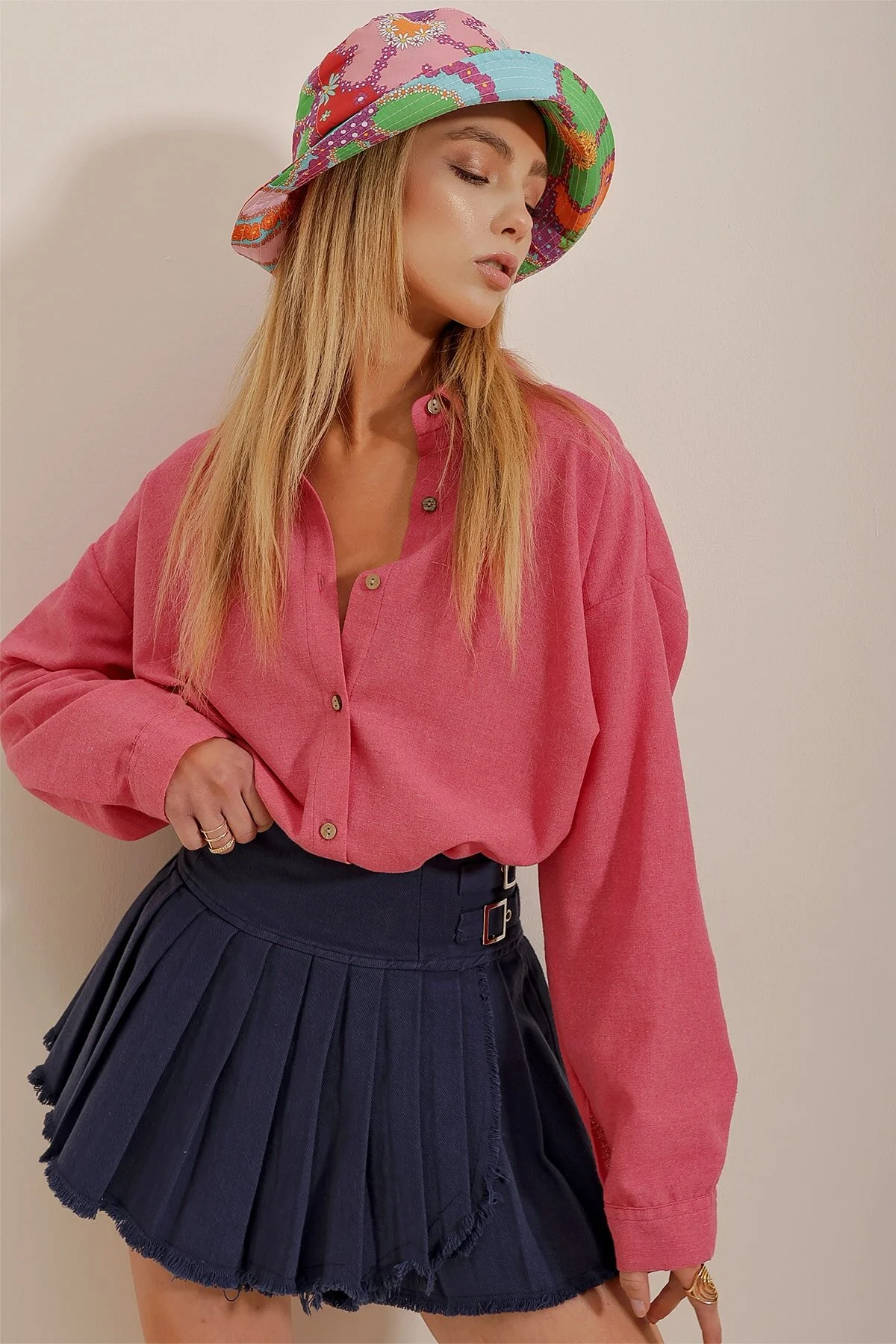 Trend Alaçatı Stili  Hemd - Rosa - Oversized