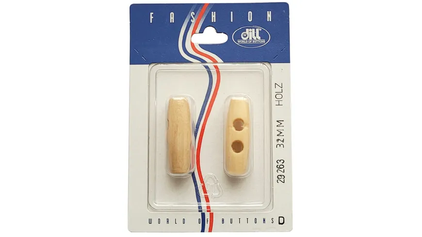 Dill 2-loch-Holzknebel 32mm 2er Pack natur