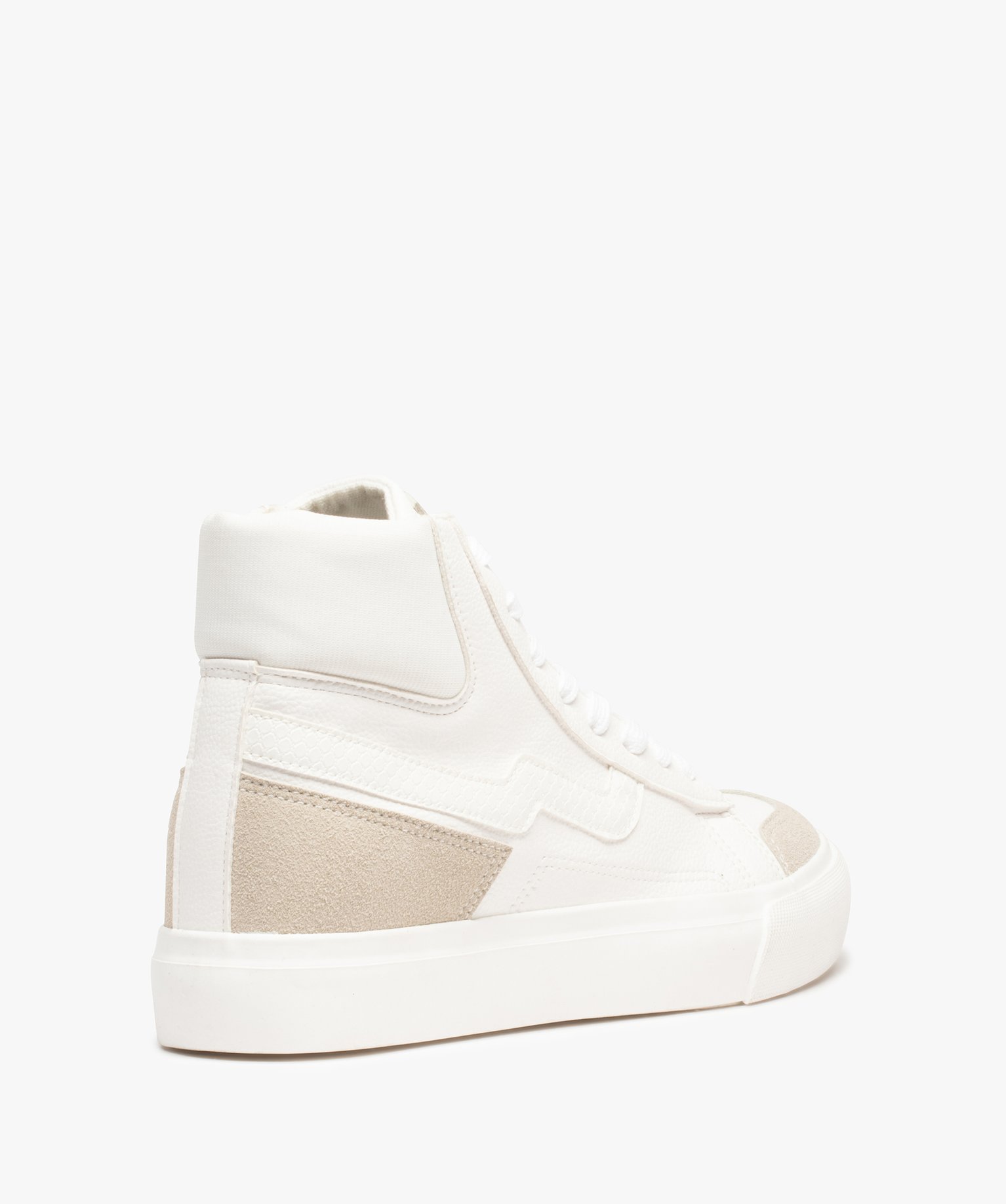 Baskets femme mid-cut bicolores à semelle compensée blanc | GEMO
