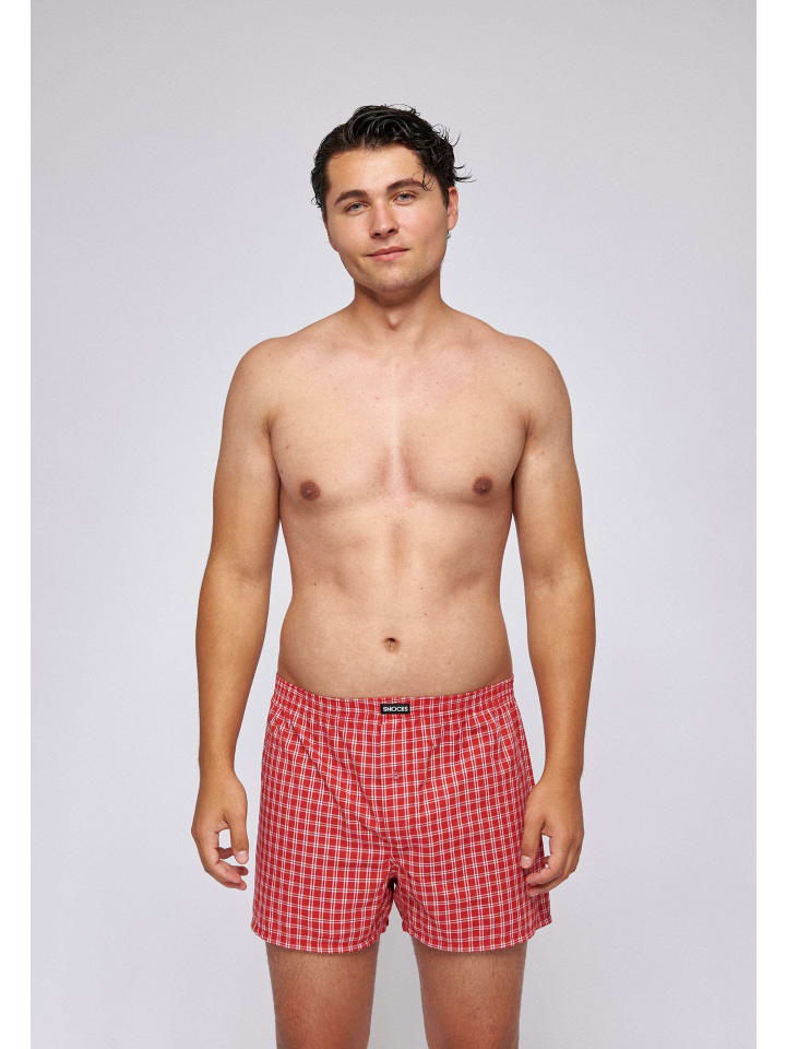 SNOCKS American Woven Boxershorts aus Bio-Baumwolle 3 Stück in Small Check günstig kaufen