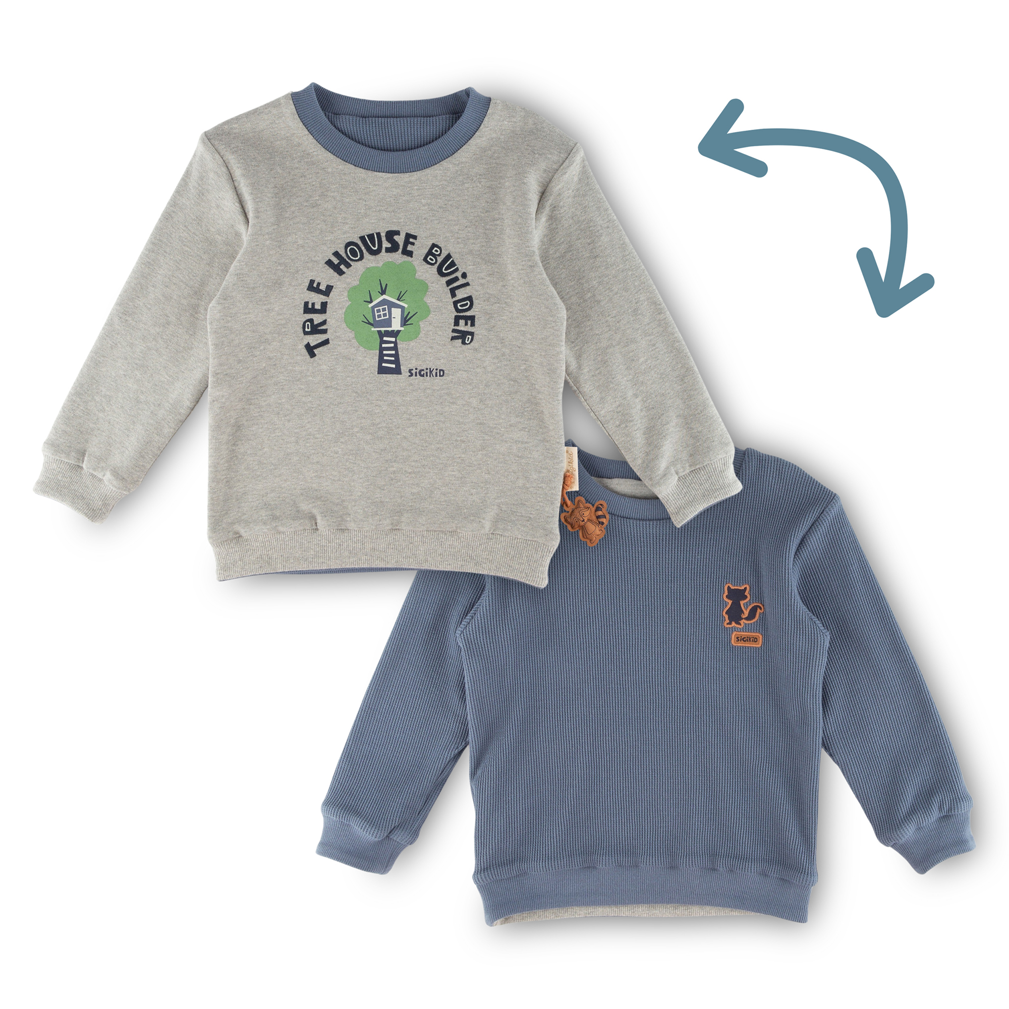 Kinder Langarm Wendeshirt Forest Adventure, blau oder gr