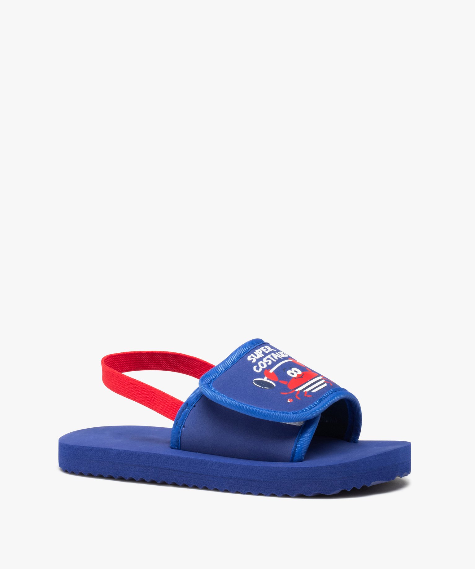 Mules de piscine Garçon imprimées crabe avec bride bleu | GEMO