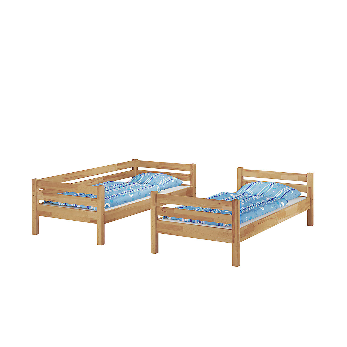 Stockbett 90x200 Buche natur massiv mit Federleisten