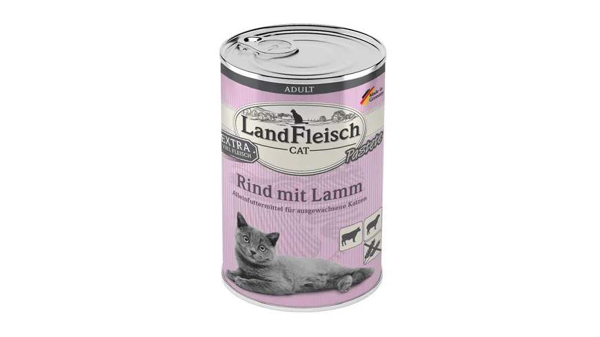 LandFleisch Katzennassfutter Adult Pastete Rind mit Lamm 400g 400 g