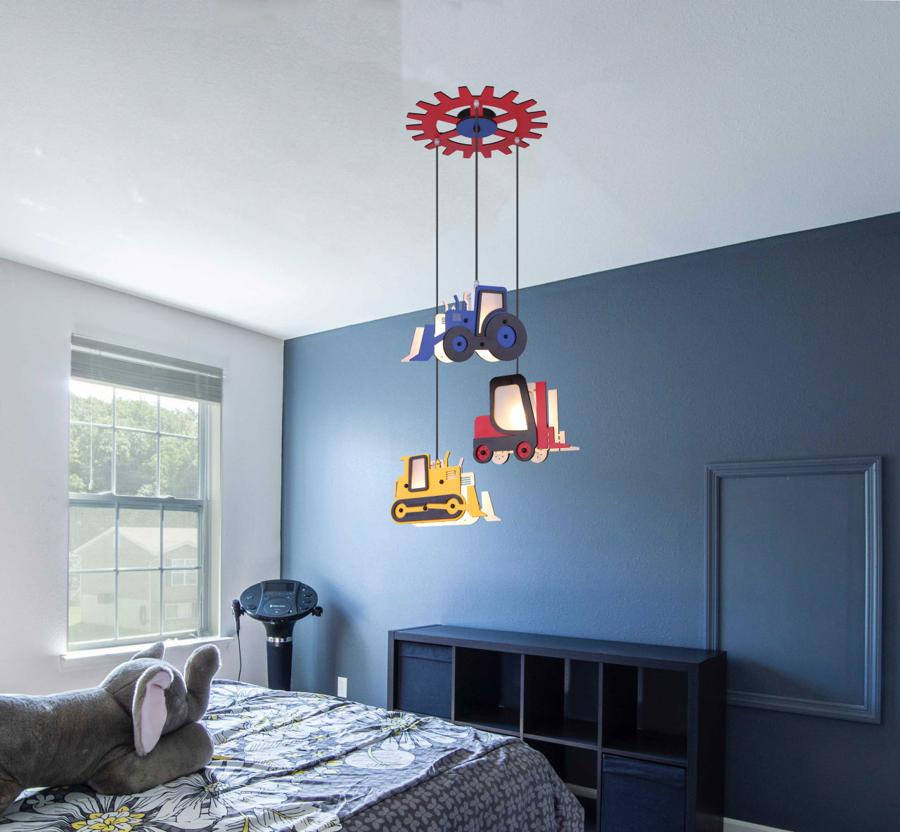 Globo Lighting - TOOLIES - Hängeleuchte MDF dunkel dunkel, 3x E14 ILLU