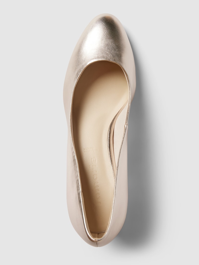 Pumps aus Leder mit abgerundeter Spitze in gold