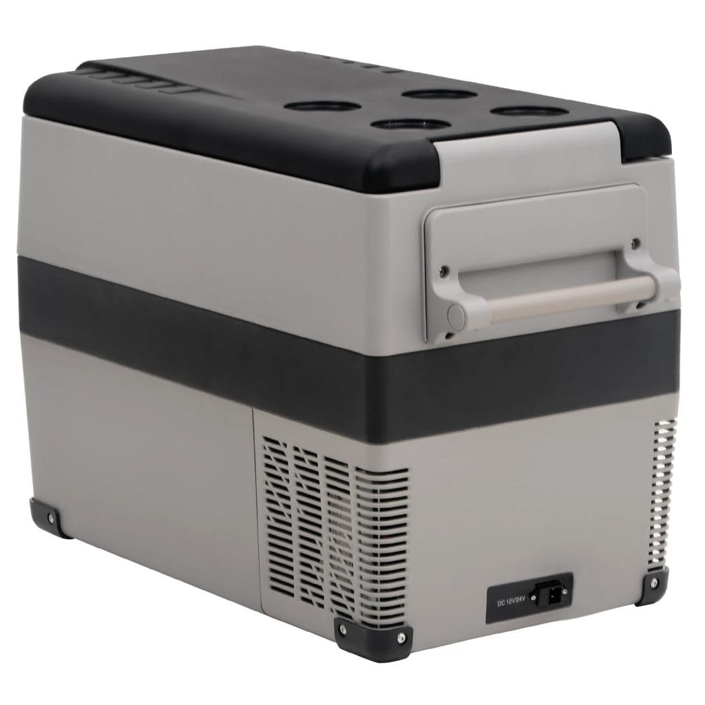 vidaXL Kühlbox Kompressor Kühlbox mit Griff und Adapter Schwarz und Grau 45 L Camping
