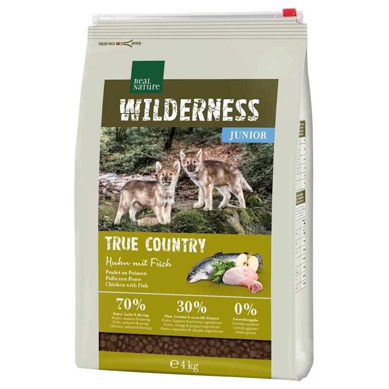 REAL NATURE Hundetrockenfutter REAL NATURE WILDERNESS Junior True Country Huhn mit Fisch 4 kg