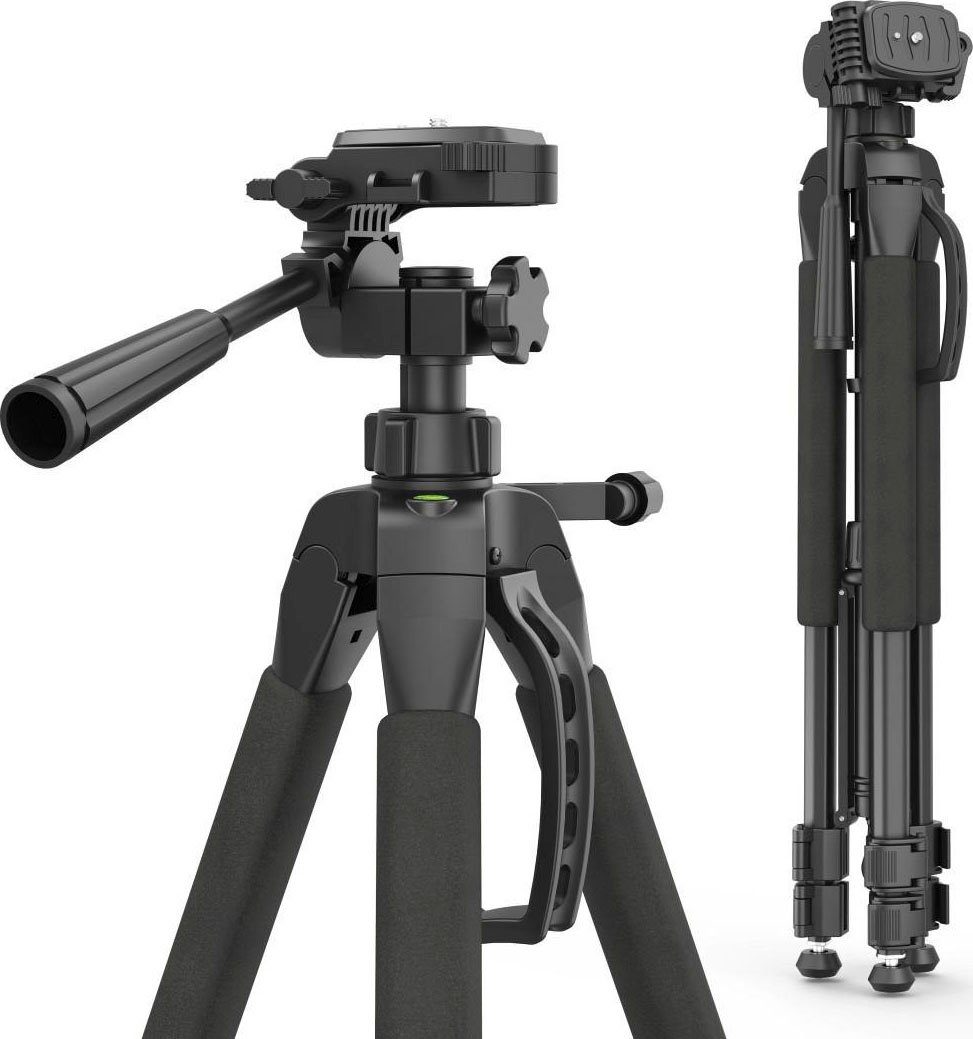 Hama Fotostativ mit 3-Wege-Kopf und Spikes, Reisestativ Tripod, DSLR, SLR Dreibeinstativ