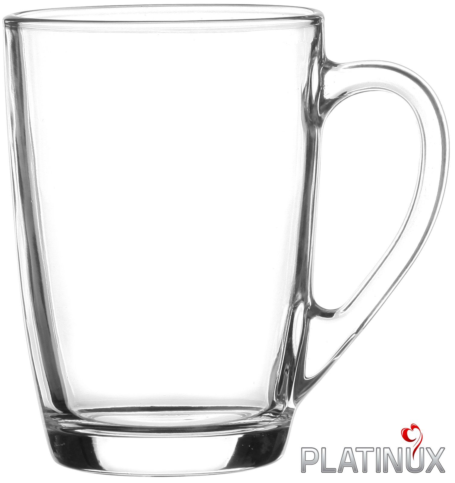 PLATINUX Latte-Macchiato-Glas Kaffeegläser, Glas, Teegläser mit Griff Set 6 Teilig Coffee 250ml (max. 320ml) Frühstücksgläser Trinkgläser Macchiato