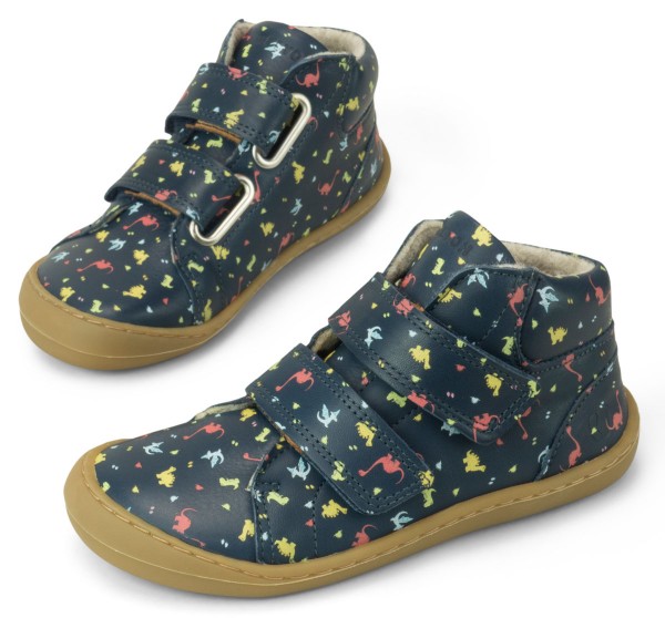 Telyoh bare ~ MidCut Leder Klettschuh Wollfleece ~ Dino