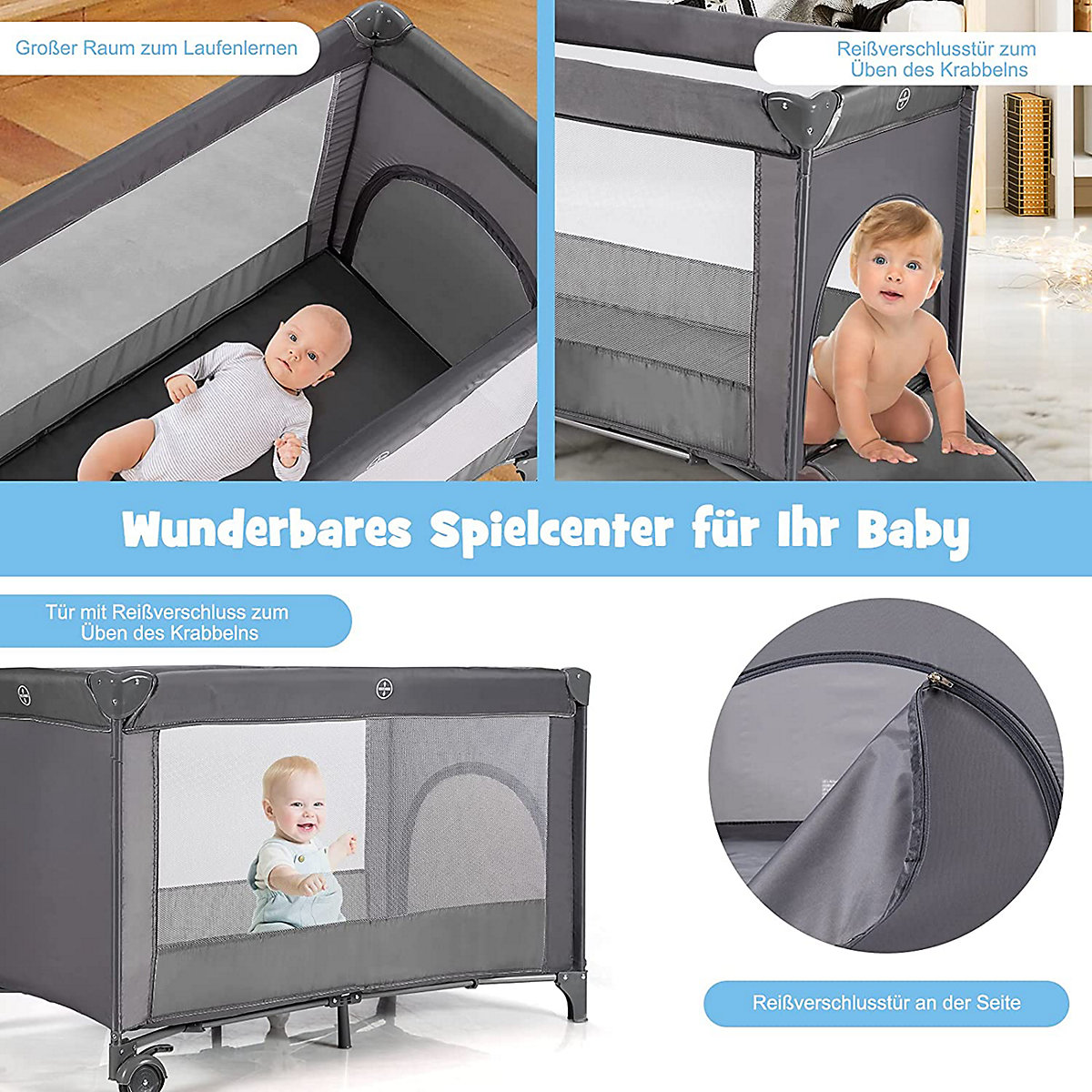 Babybett mit Matratze und Tragetasche