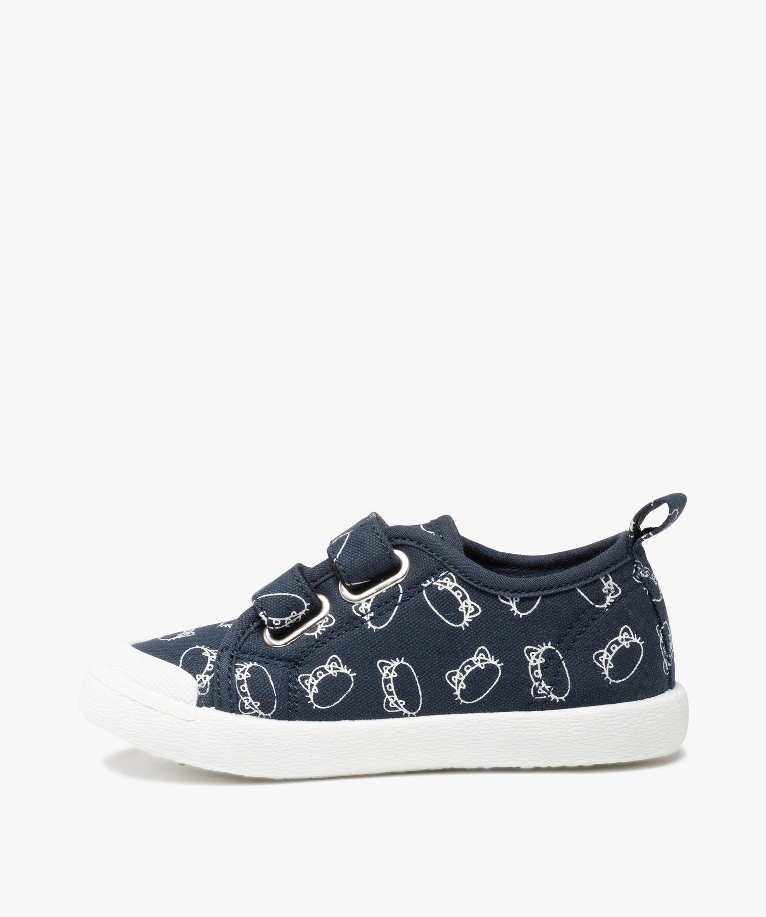 Baskets Garçon en toile imprimée fermeture scratch marine | GEMO