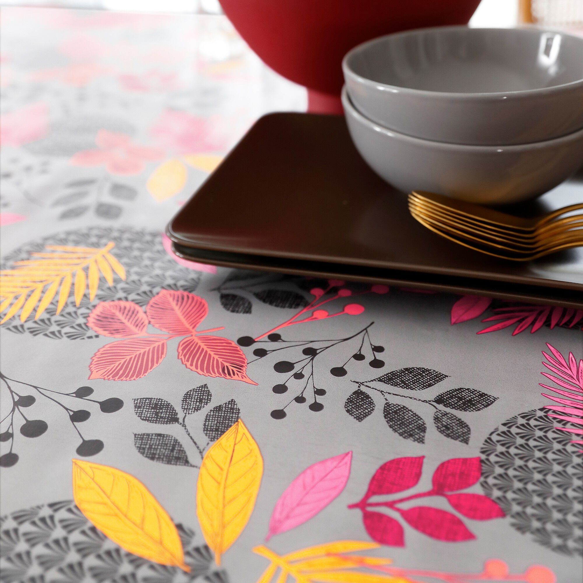 Nappe toile cirée imprimée Feuillages