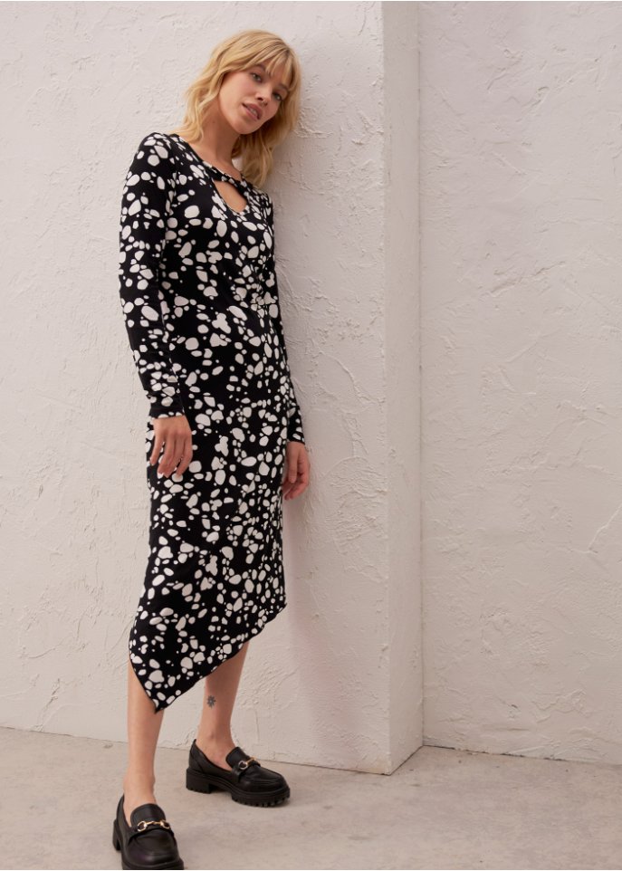 Asymmetrisches Midikleid mit Cut-Out