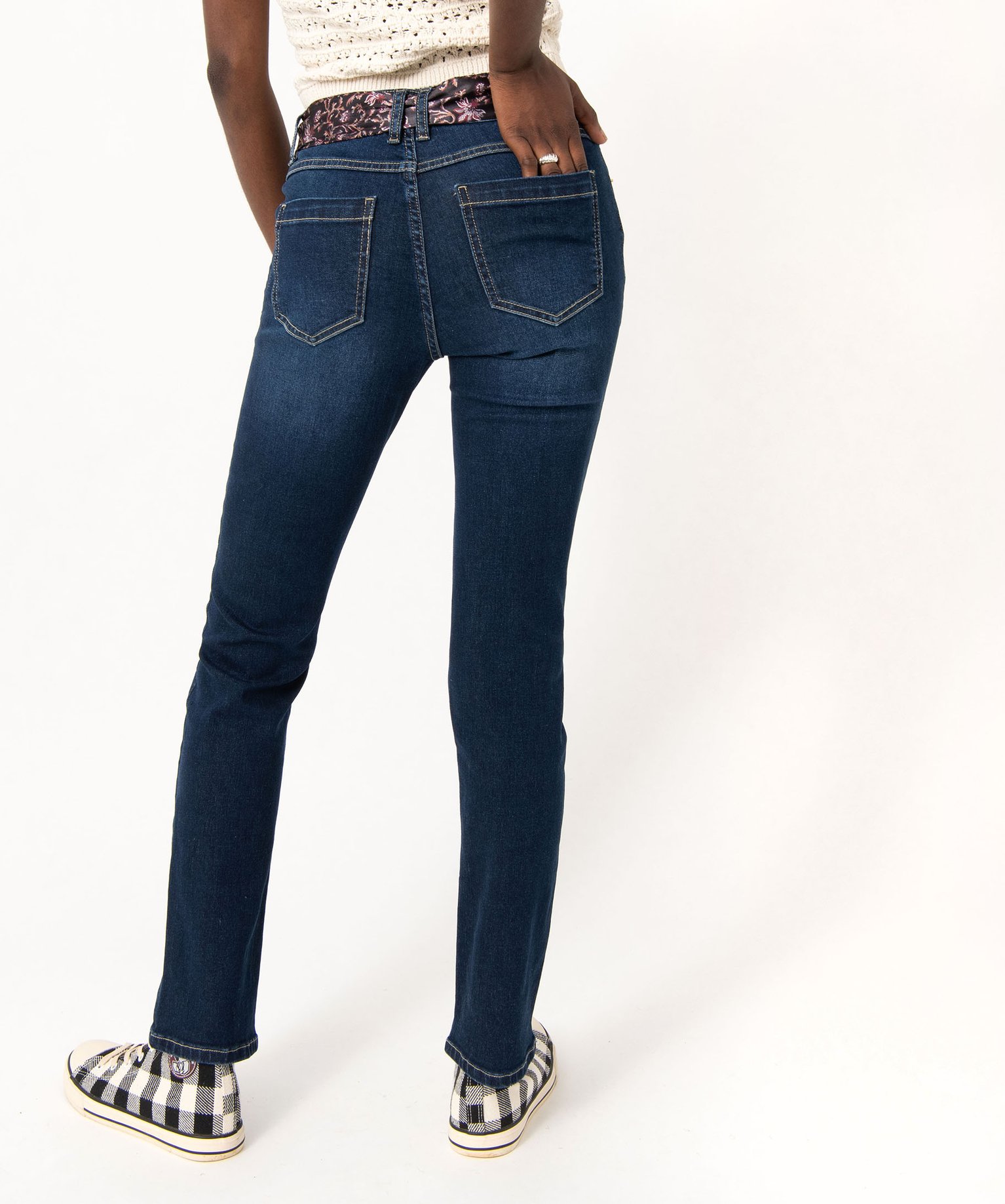 Jean Regular stretch avec ceinture foulard femme brut | GEMO