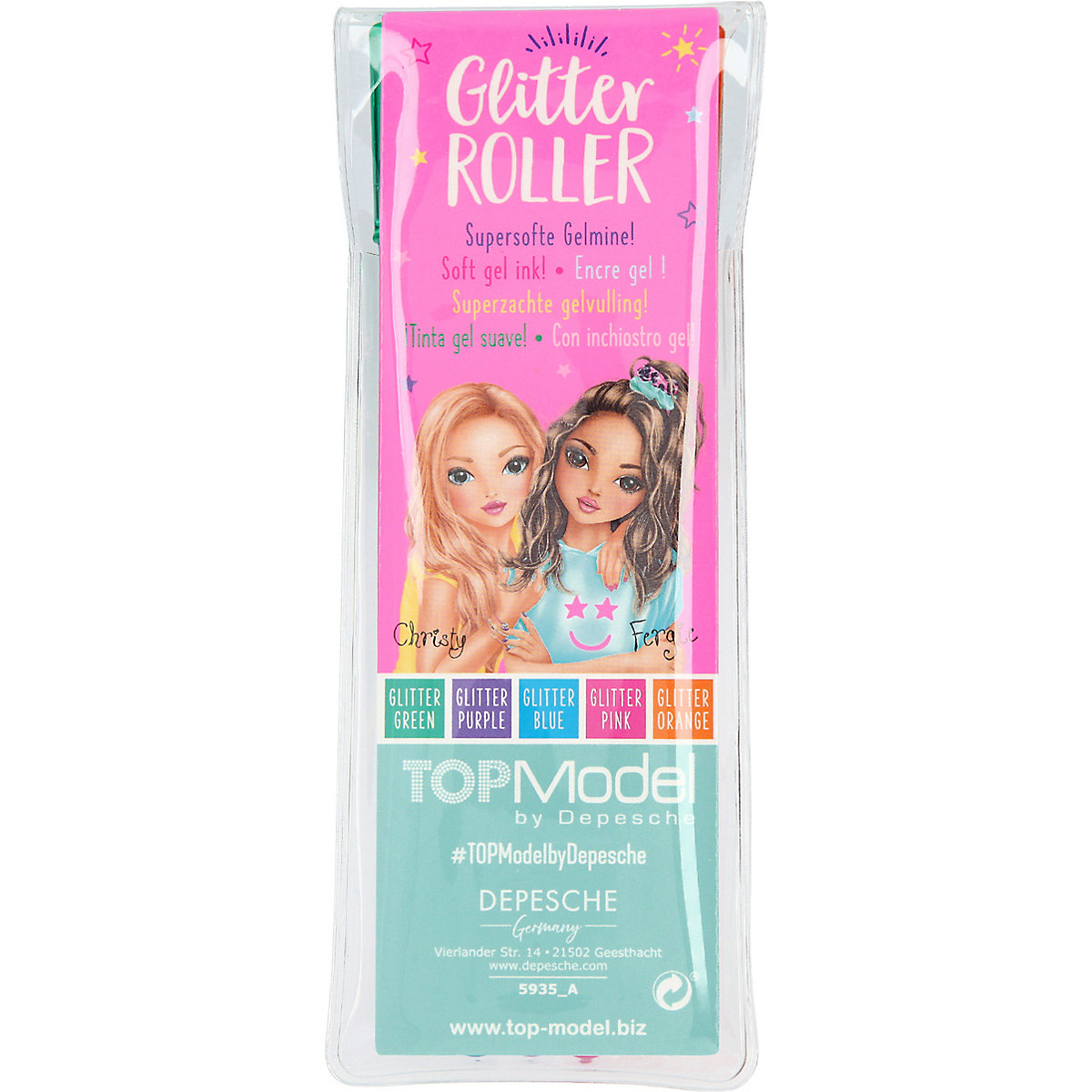 TOPModel Glitter-Gelstifte, 5 Farben