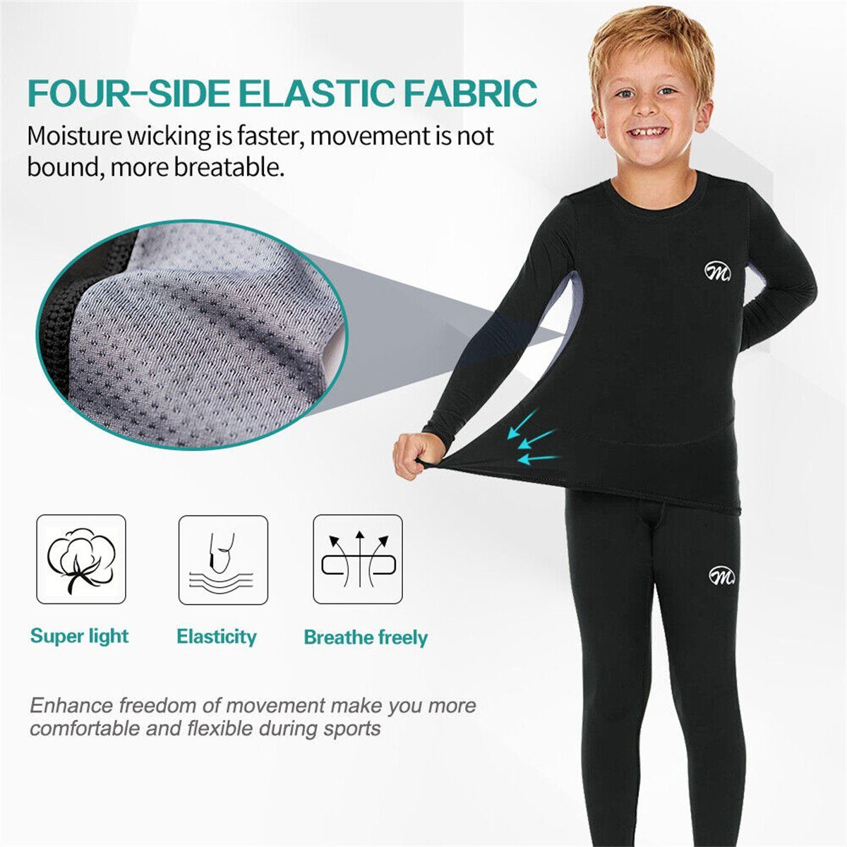 MEETYOO Thermounterhemd Kinder Thermo Set Wärmende Unterwäsche für kalte Tage bei (Jugendliche Kinder Thermounterhose Thermounterhemd, Fleece Skiunterwäsche) Thermo Unterhemd und Unterhose