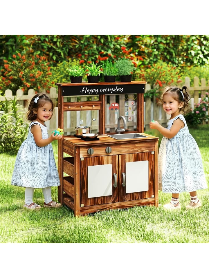 COSTWAY Matschküche Kinder Outdoor in Braun günstig kaufen onesize