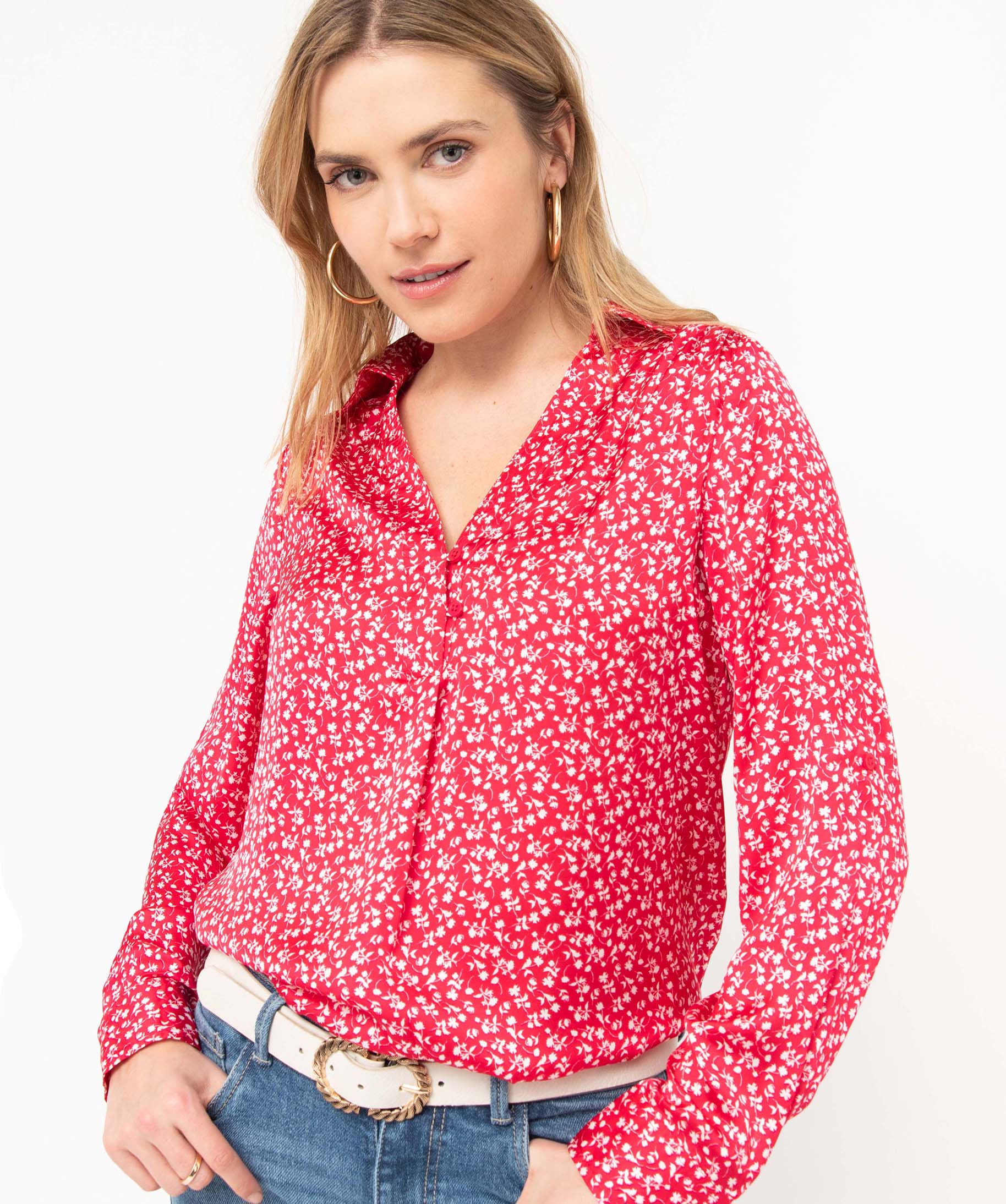 Chemise fleurie à manches longues femme imprime | GEMO