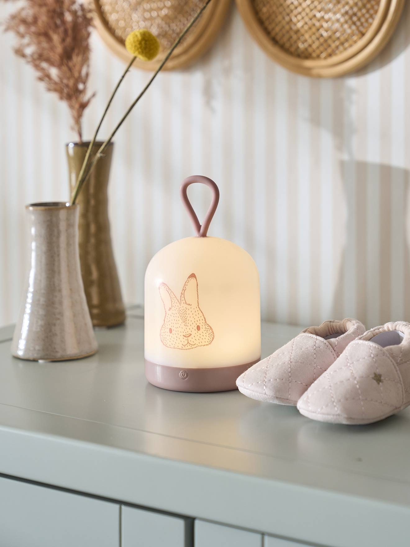 Vertbaudet Kinderzimmer Tragbares Nachtlicht, Hase - rosa