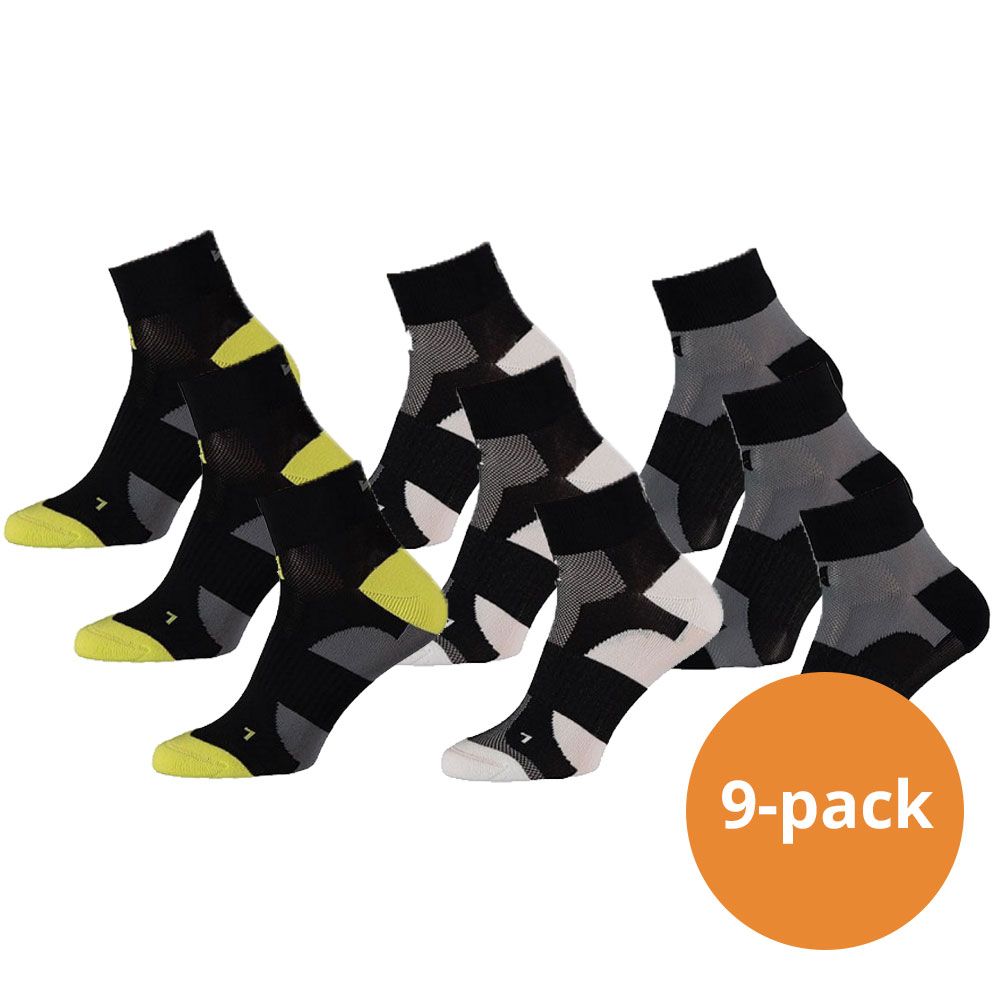 Xtreme 9 Paar Multi Black Quarter Radsocken