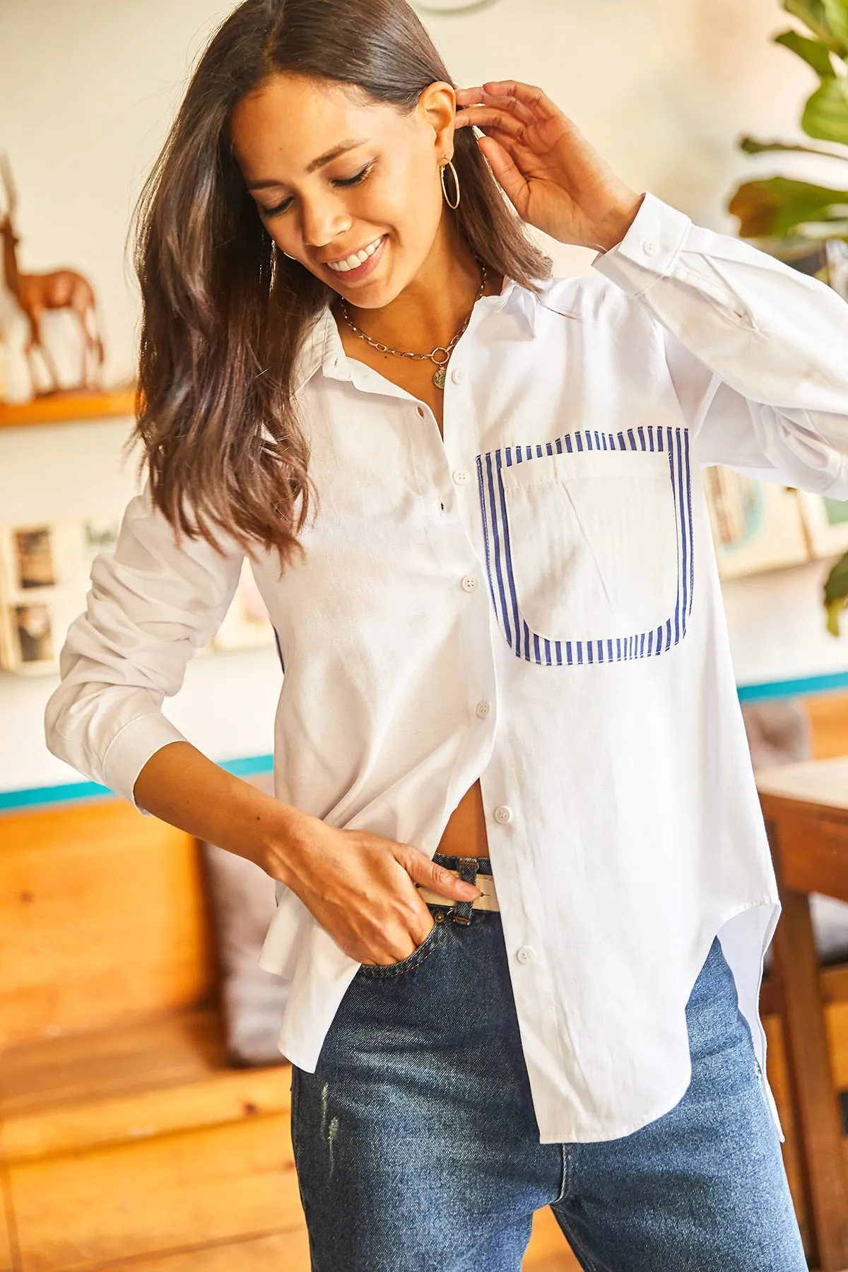 Olalook  Hemd - Blau - Oversized