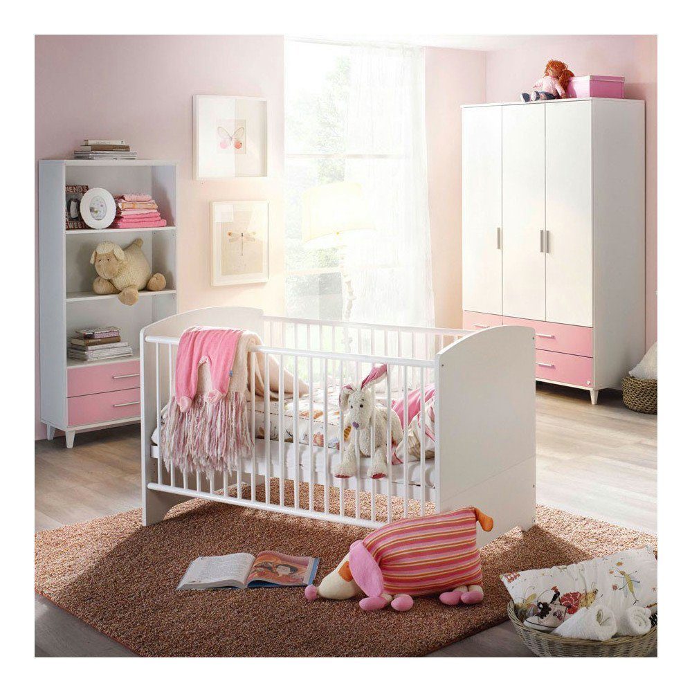 möbel-direkt.de Babyzimmer-Komplettset Aik, (Komplett Set, 7-St., Kleiderschrank, Babybett, Umbauseiten, Wickelkommode, Regale), Made in Germany, 