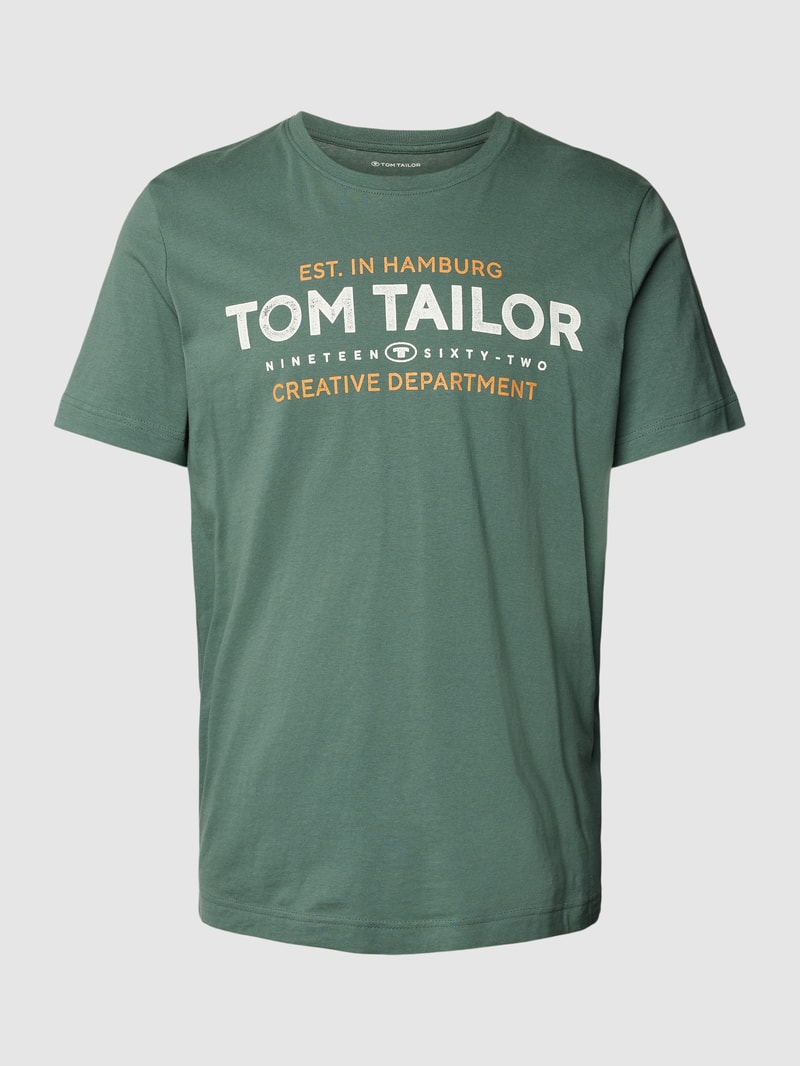 T-Shirt mit Label-Print in schilf