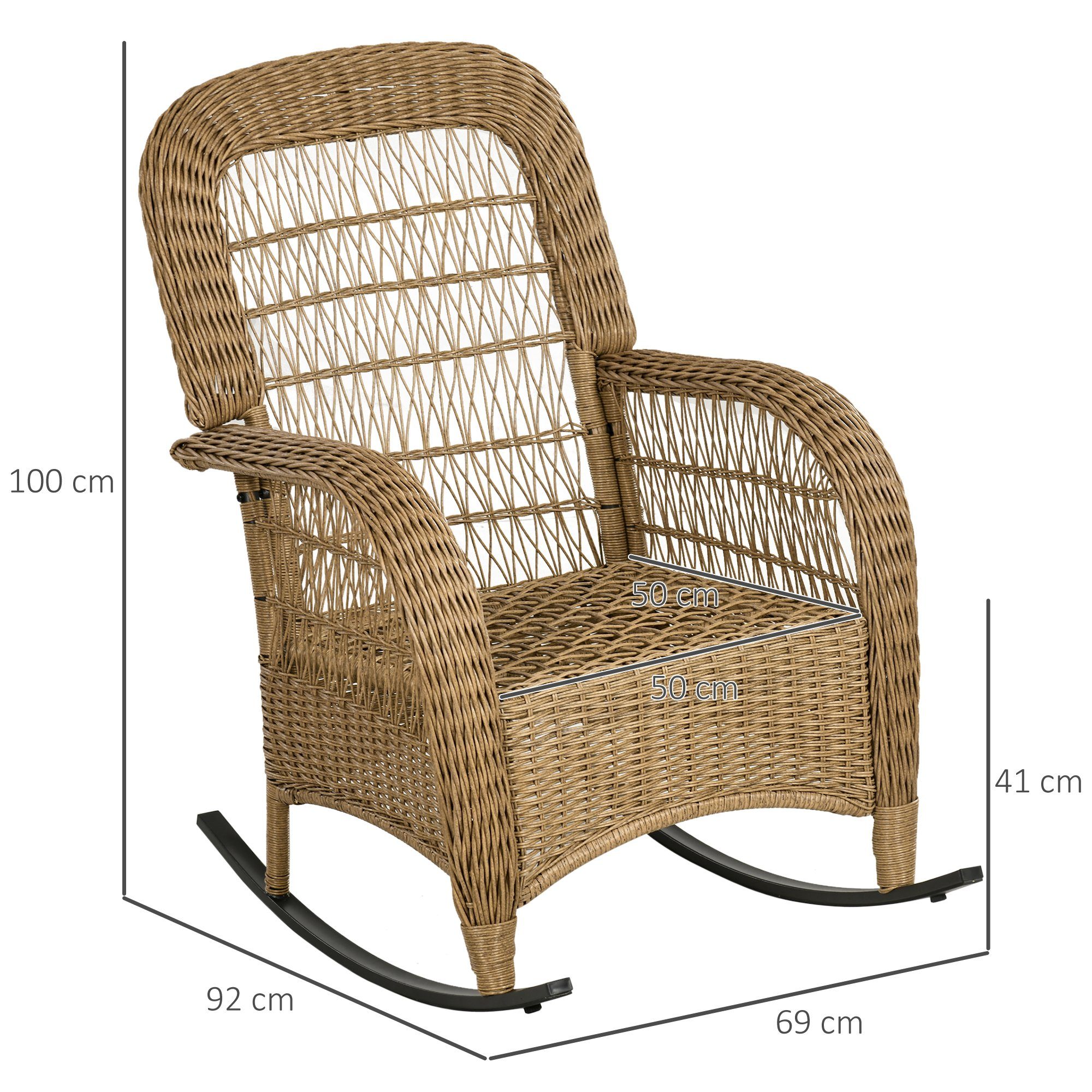 Outsunny Schaukelstuhl im Boho-Stil, waschbare Polsterbezüge (Set, 1 St), mit Sitzkissen