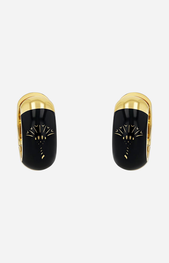 Kreolen mit Enamel Black in Gold/Schwarz
