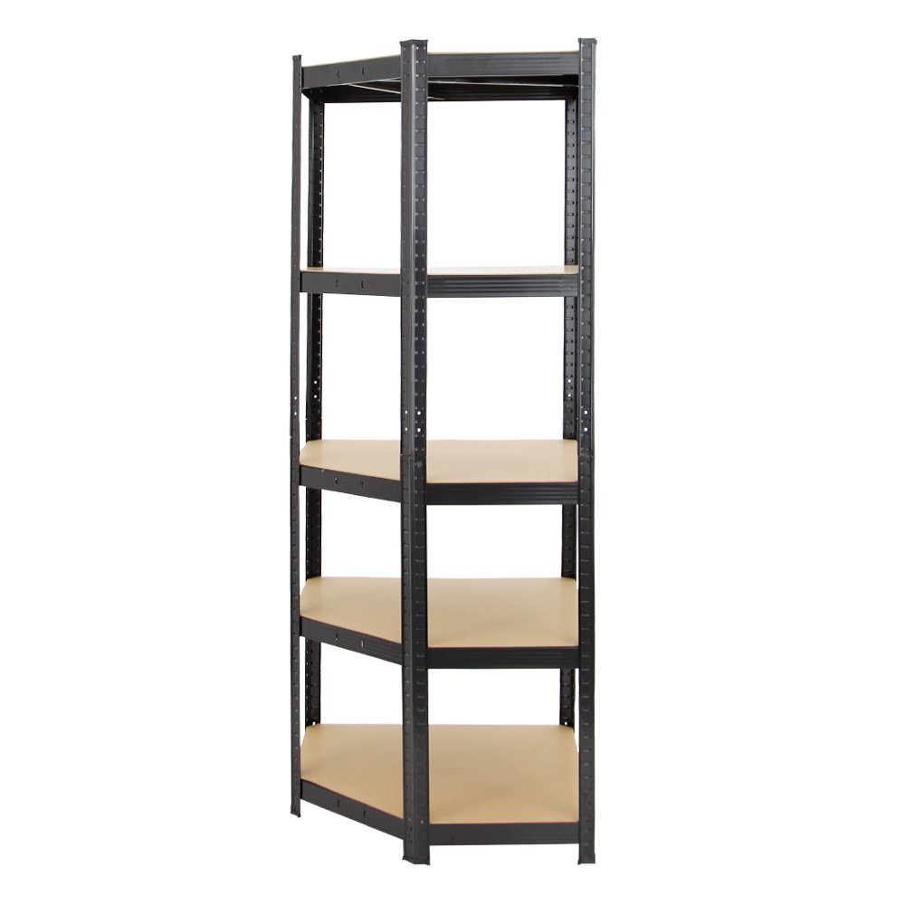 PROREGAL® Eckregal Eckregal Ragnar, HxBxT 180x70x40 cm, Fachlast 175kg, Schwarz, Traglast von 175 kg pro Ebene bzw. Gesamttraglast von 875kg je Regal