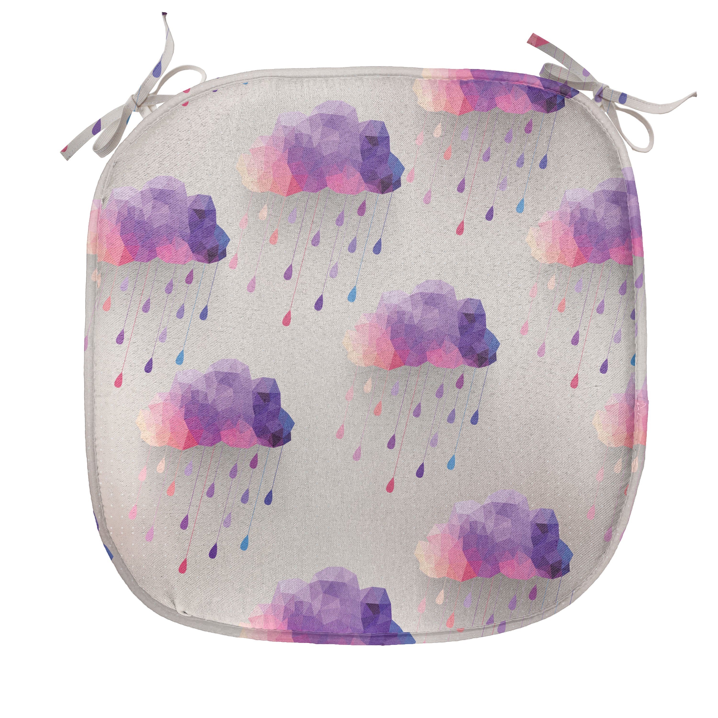Abakuhaus Stuhlkissen Dekoratives wasserfestes Kissen mit Riemen für Küchensitze, Retro Geometrisches Mosaik Dots
