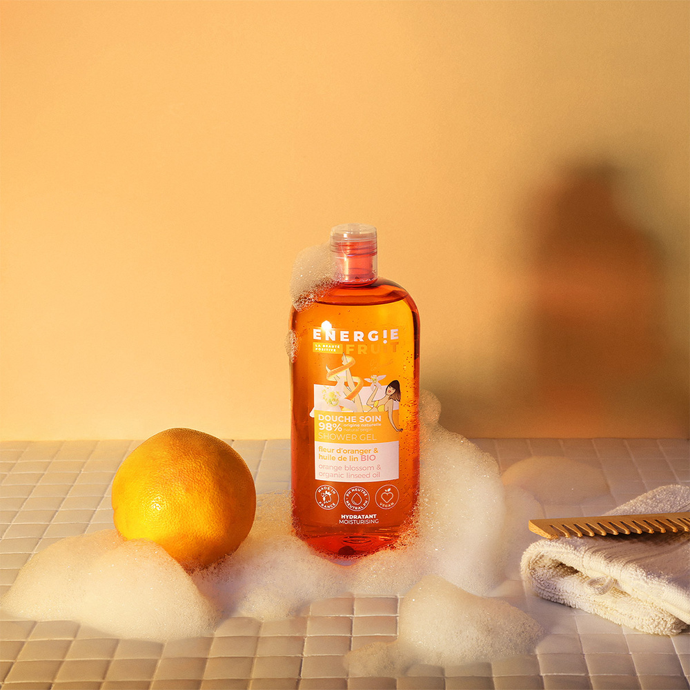 energie fruit MA DOUCHE SOIN | FLEUR D'ORANGER & HUILE DE LIN BIO Gel douche pH neutre
