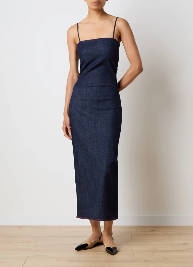 Alaïa denim maxi dress with slit