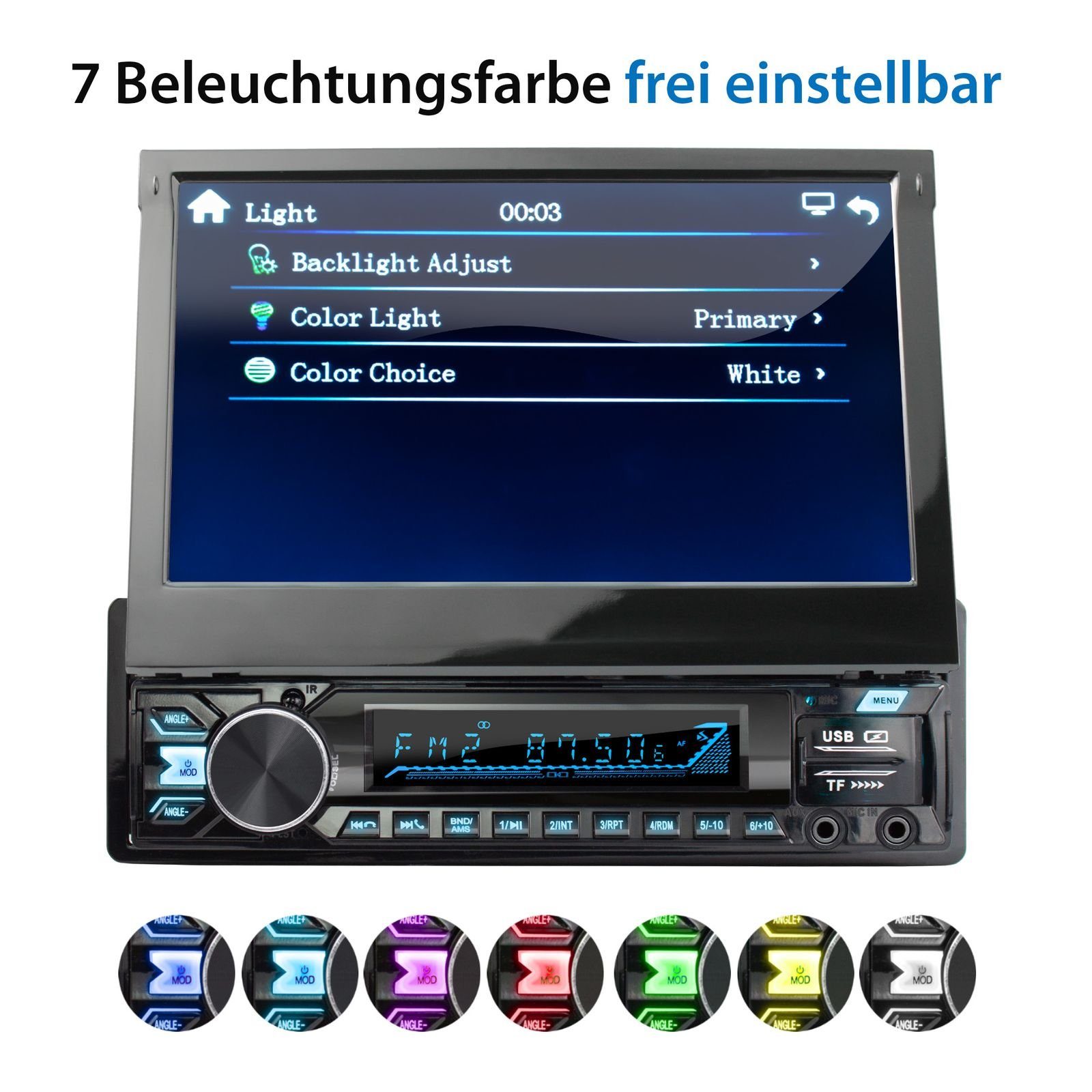 XOMAX XM-V780 Autoradio mit DAB+ plus, 7 Zoll Bildschirm, Bluetooth, 1 DIN Autoradio