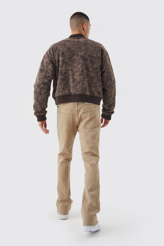 Kastige Bomberjacke mit Acid-Waschung