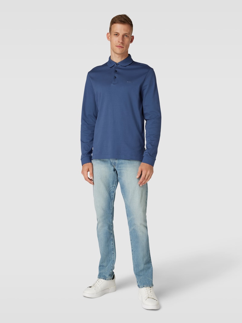 Poloshirt mit Label-Detail Modell 'PADO' in blau