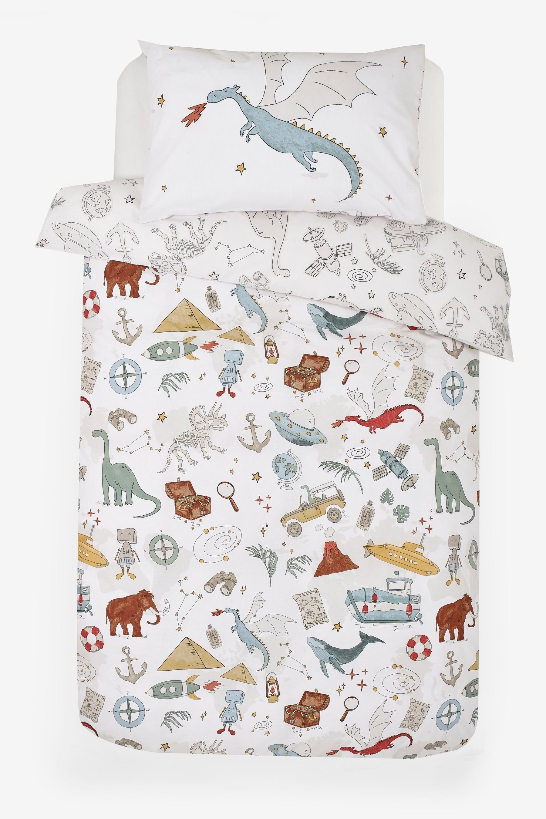 Bett-Set, Bettgarnitur mit prähistorischem Dino-Land, Next, Bezug: Polyester (recycelt), Baumwolle
