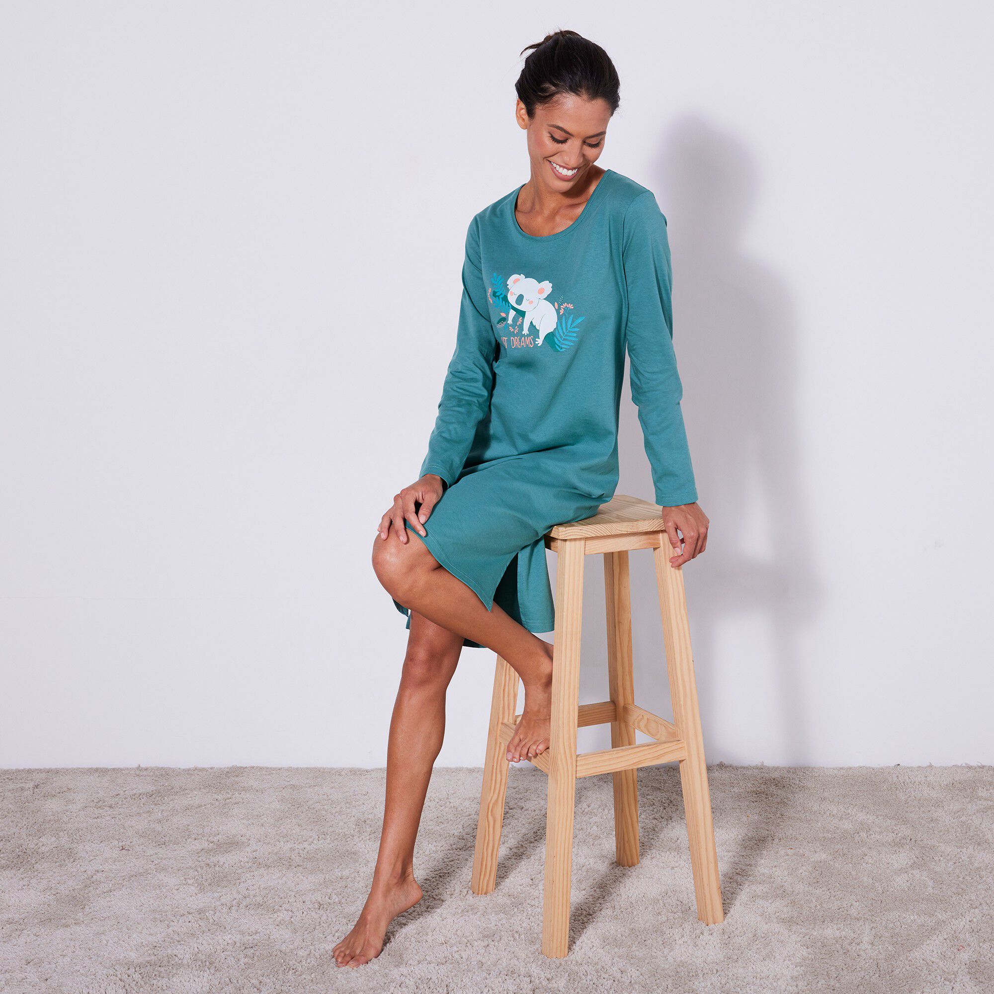 Chemise de nuit courte manches longues imprimé « koala »