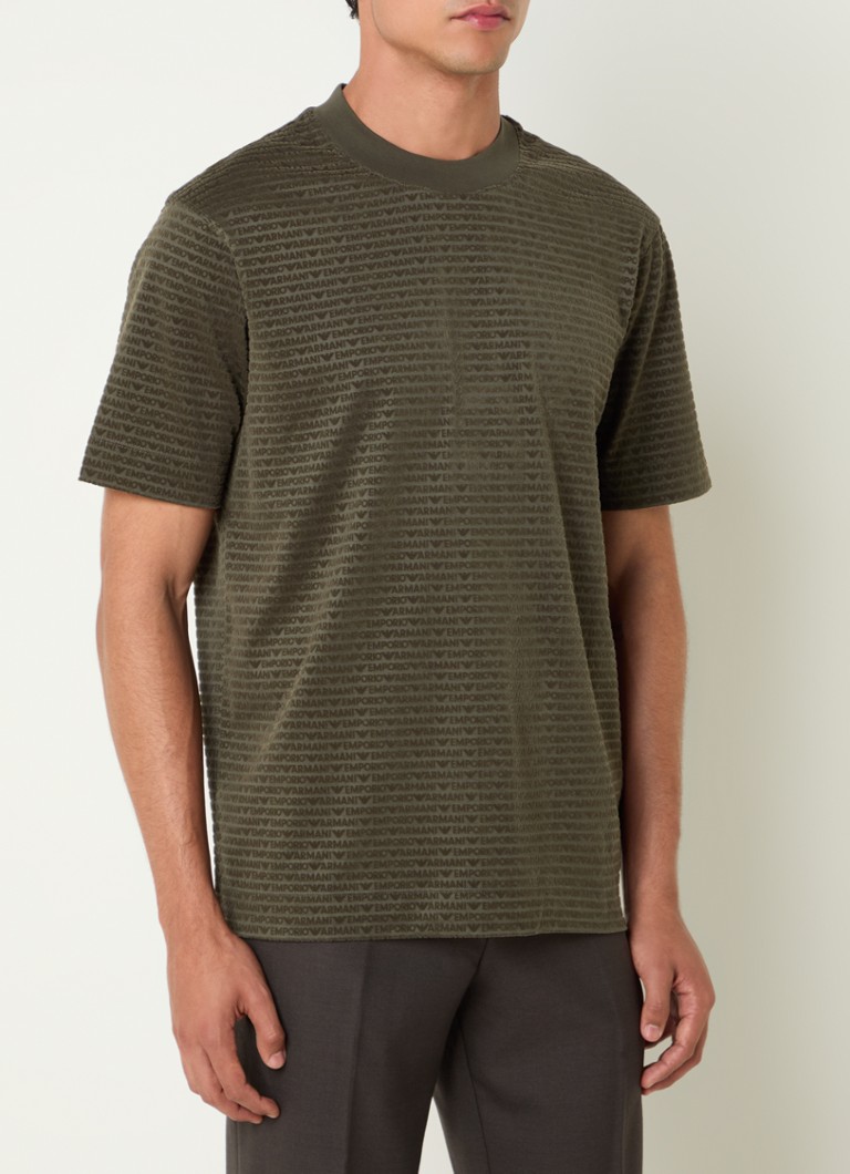 Tricou Emporio Armani din amestec de lyocell cu logo imprimat