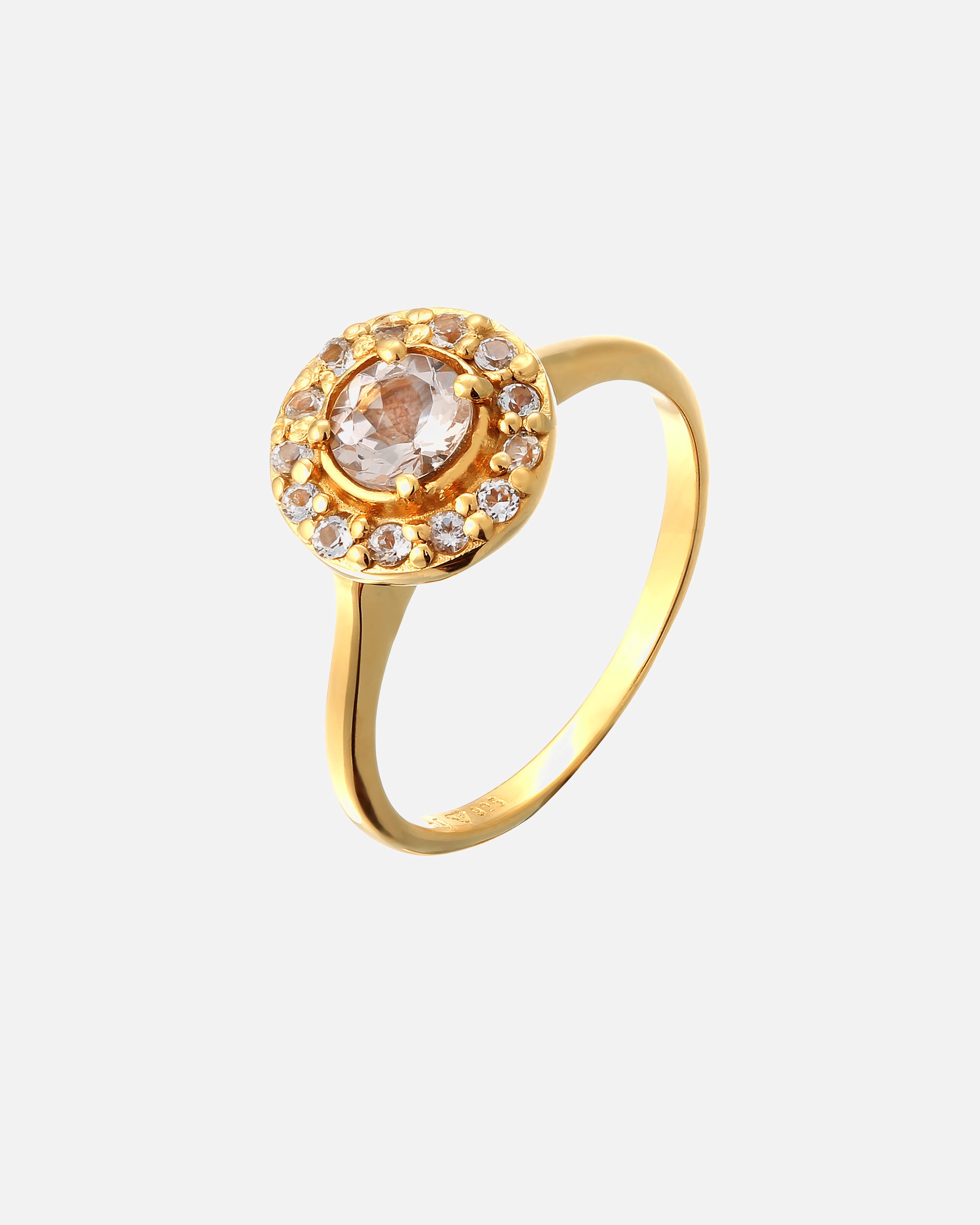 Elli PREMIUM Elli PREMIUM Női Eljegyzési Gyűrű Morganit Barack Topázzal 925 Ezüst Arannyal Bevonatolt Esküvői Arany