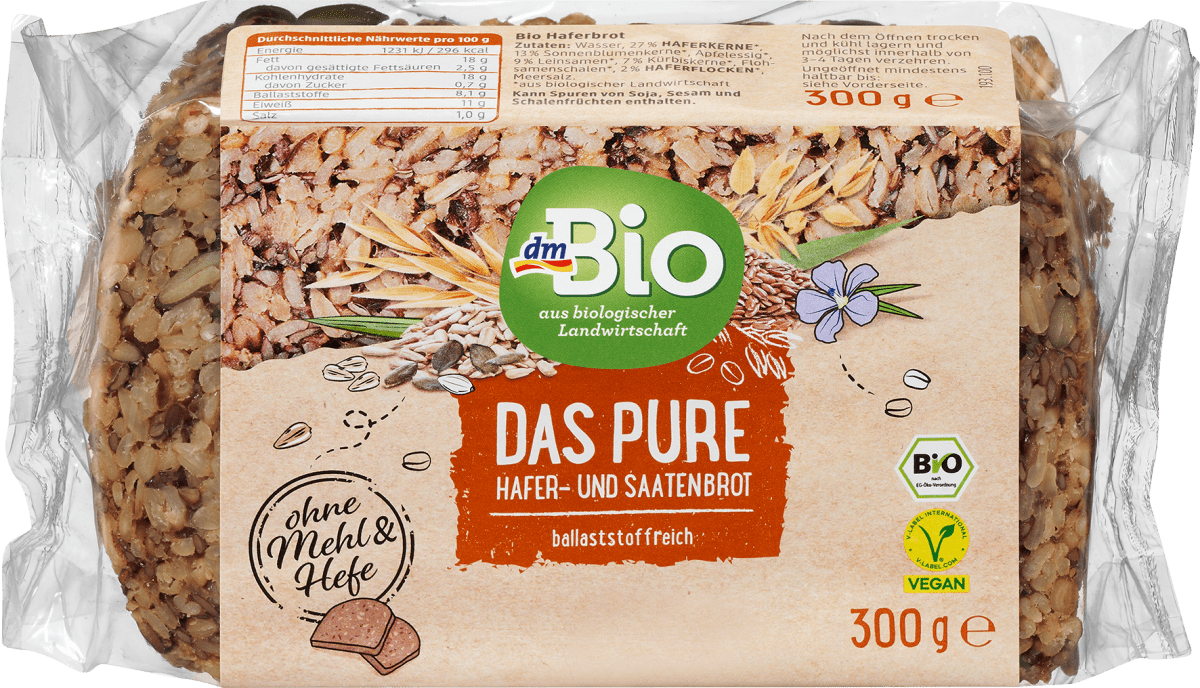 Brot, Das Pure Hafer & Saaten, 300 g