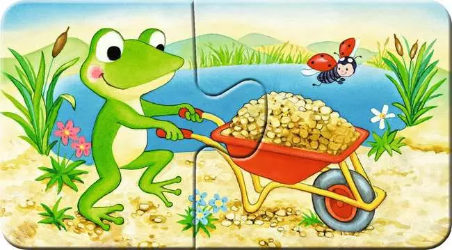 Kinderpuzzle ab 2 Jahren - Tierische Baustelle - 2 Teile