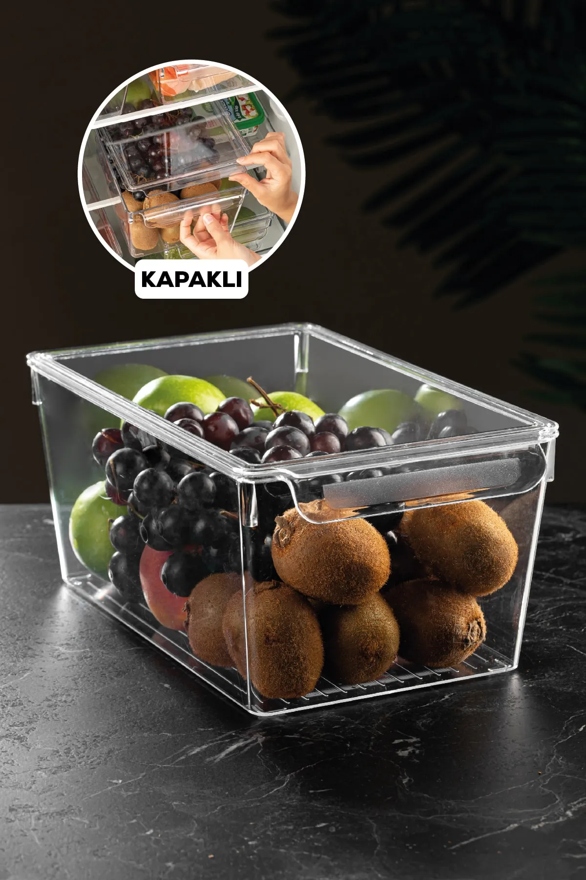 Meleni Home  Abgedeckter Kühlschrank-Organizer im Kühlschrank-Organizer, 14 x 32,5 x 20 cm