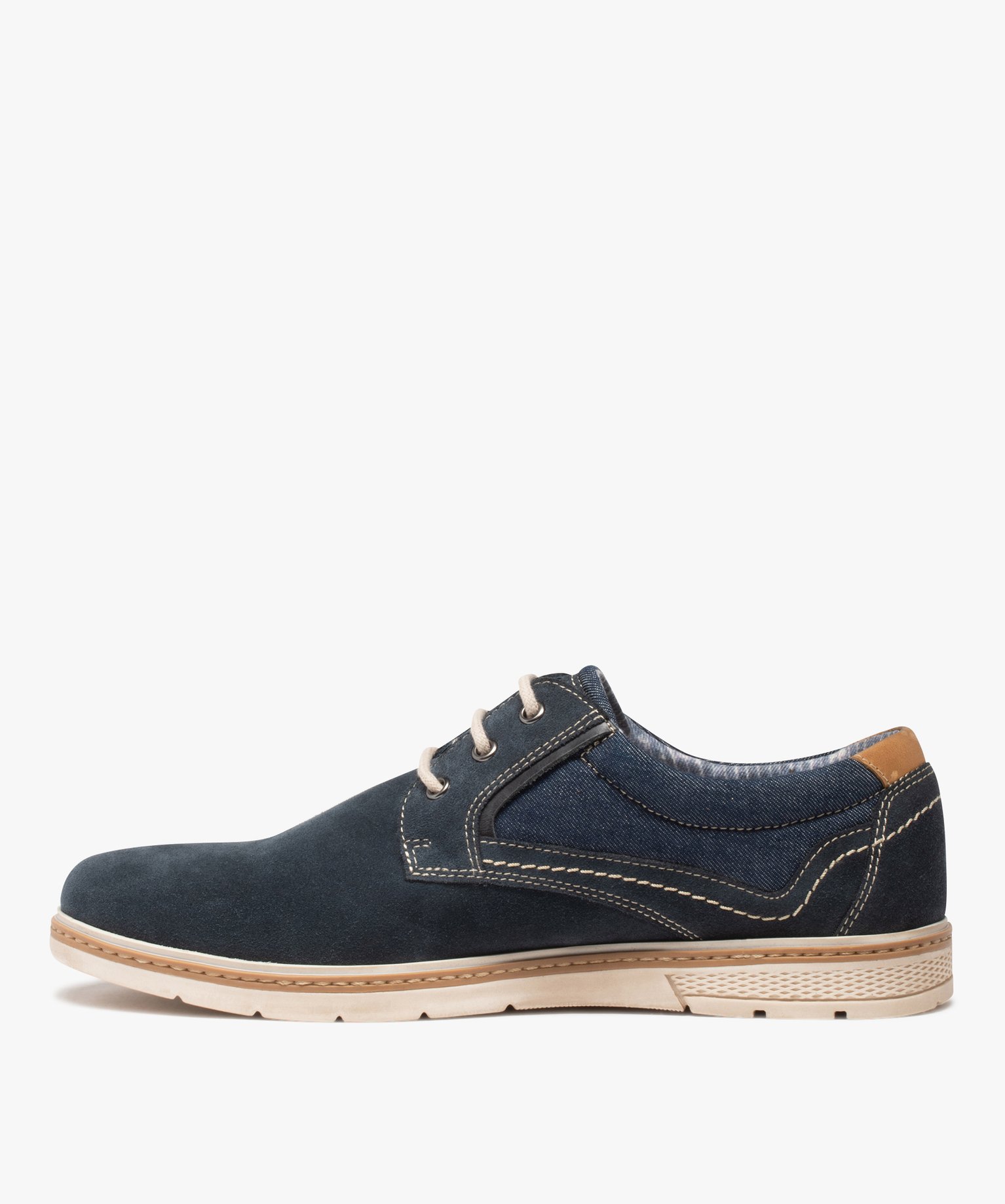 Derbies homme dessus cuir et denim - Tanéo marine | GEMO