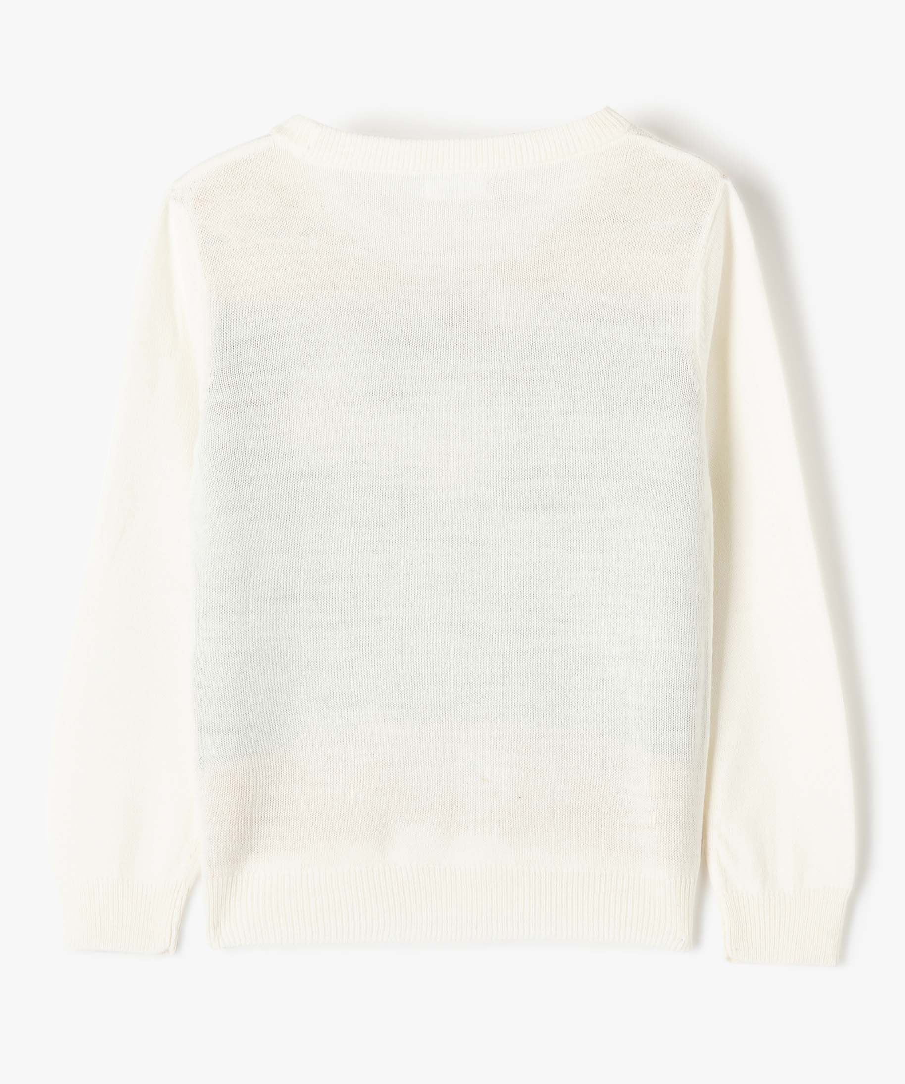 Pull de Nol fille à motif fantaisie en sequins brillants ecru | GEMO