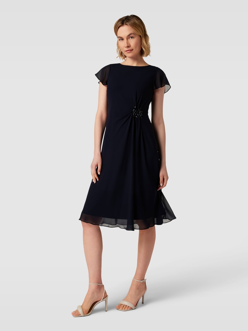 Cocktailkleid mit U-Boot-Ausschnitt in marineblau meliert