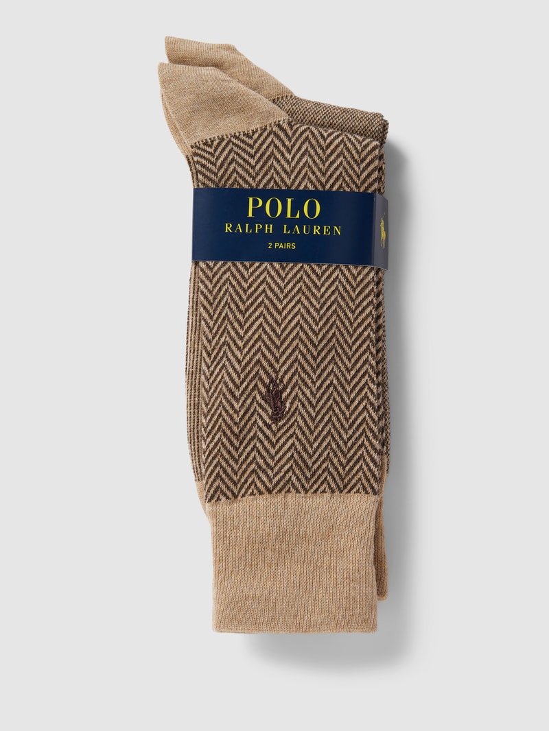 Socken mit grafischem Muster im 2er-Pack in camel
