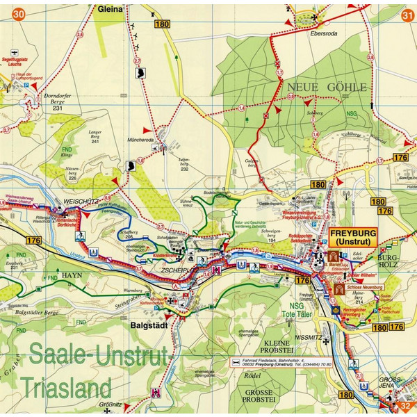 Radwander- und Wanderkarte Unstrut-Radweg 1:35 000 - Wanderkarte
